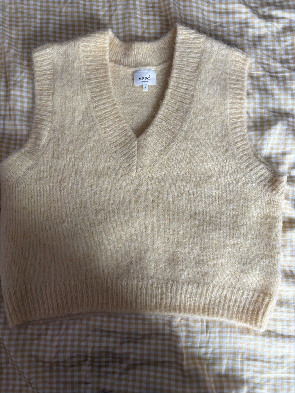 Seed Heritage Soft Cream V-Neck Knit Vest